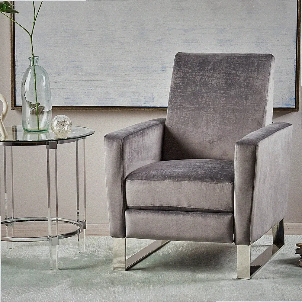 Arvin Modern Push Back High Leg Recliner with Stainless Steel Legs
