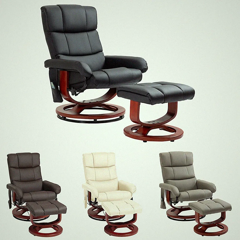 HOMCOM Electric Faux Leather Recliner with Ottoman,10 Vibration Points