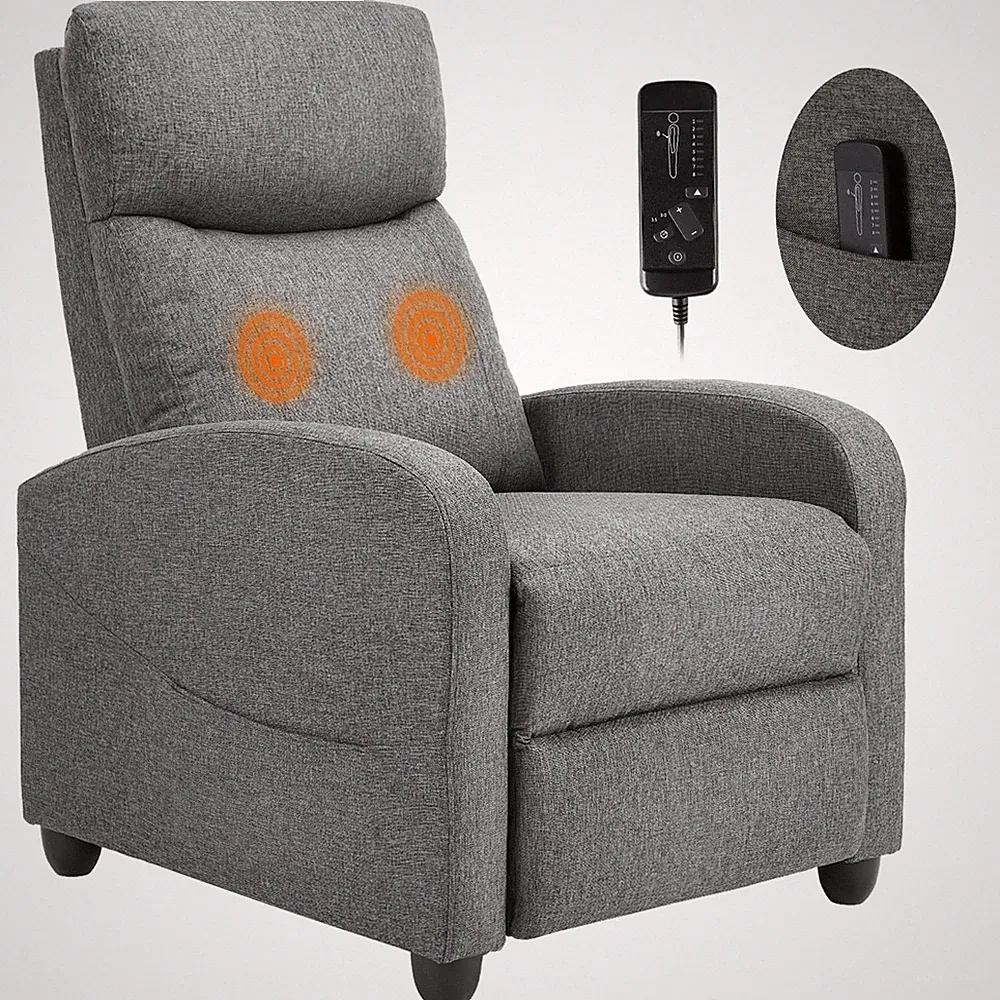 Massage Recliner Chair Adjustable Lumbar Support Small Dark Grey 5021 Adults
