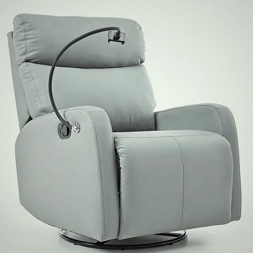 Modern Small 360 Degree Swivel Rocking Recliner Glider Chair w/ Phone Holder