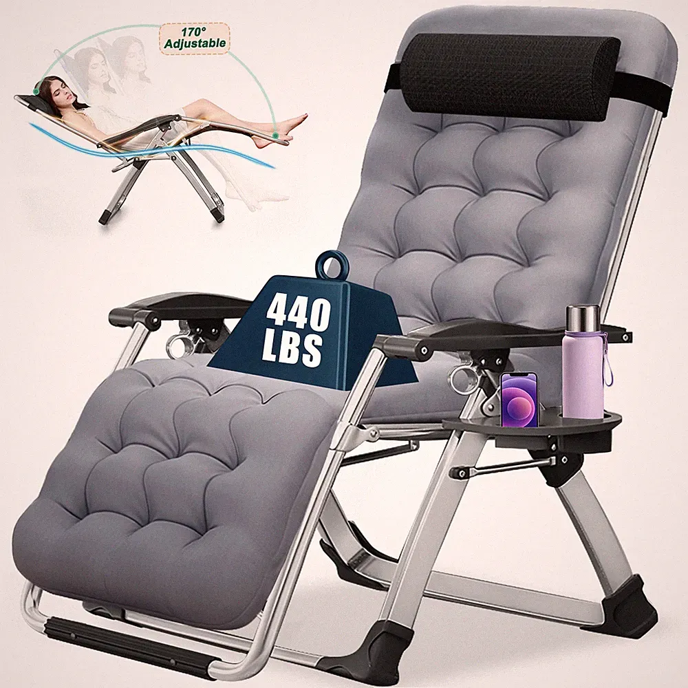 MOPHOTO Zero Gravity Chair Adjustable Lounge Chair Folding Recliner Cup Holder