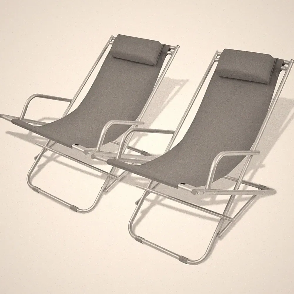 NNEVL Reclining Deck Chairs 2 pcs Steel Grey