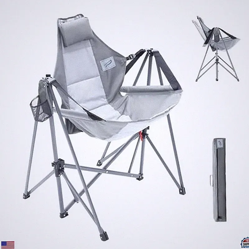 Portable Swing Hammock Chair | Foldable Recliner with Headrest & Cup Holder