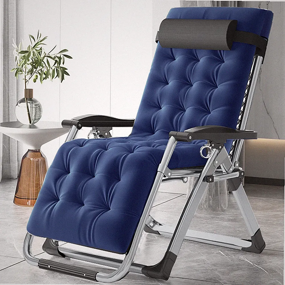 SLSY Zero Gravity Chair Lawn Recliner Reclining Patio Lounger Chair Blue Cushion