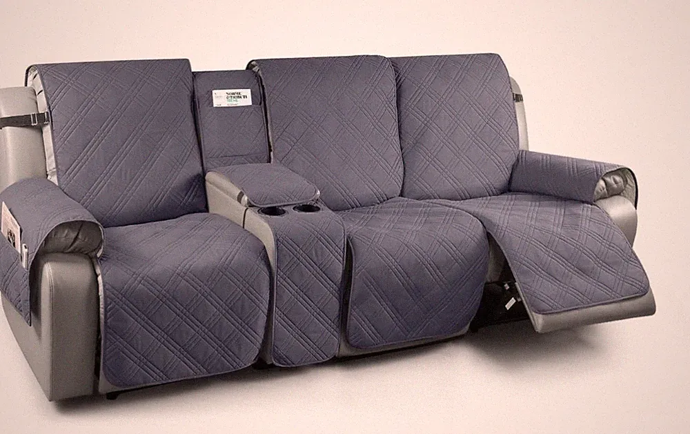 TAOCOCO Non Slip Recliner Sofa Covers , Waterproof 3 seater Dark Grey